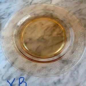 Vintage depression amber glass Plate set.